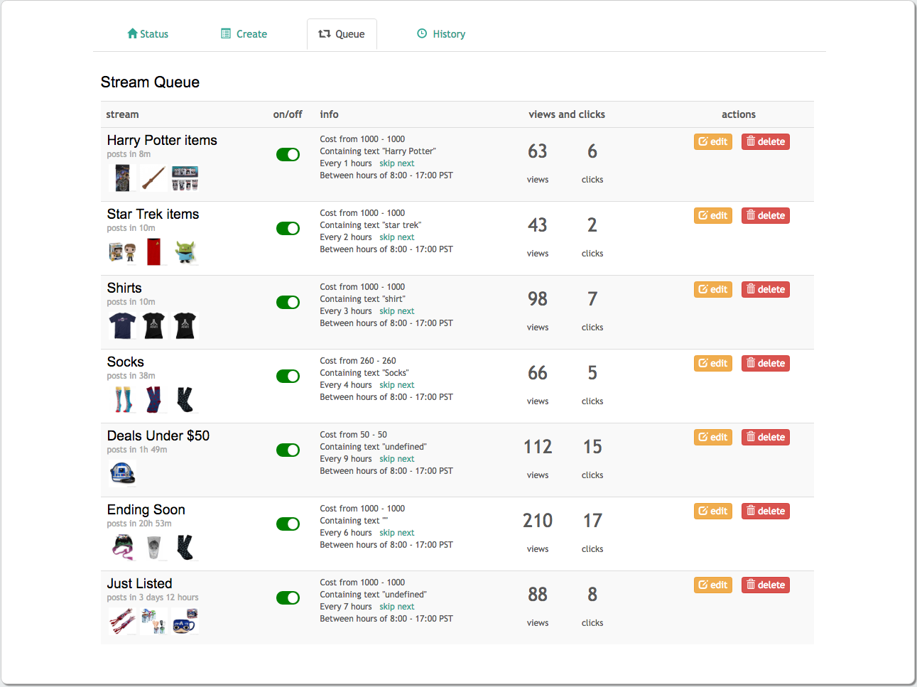 Social Streamer interface